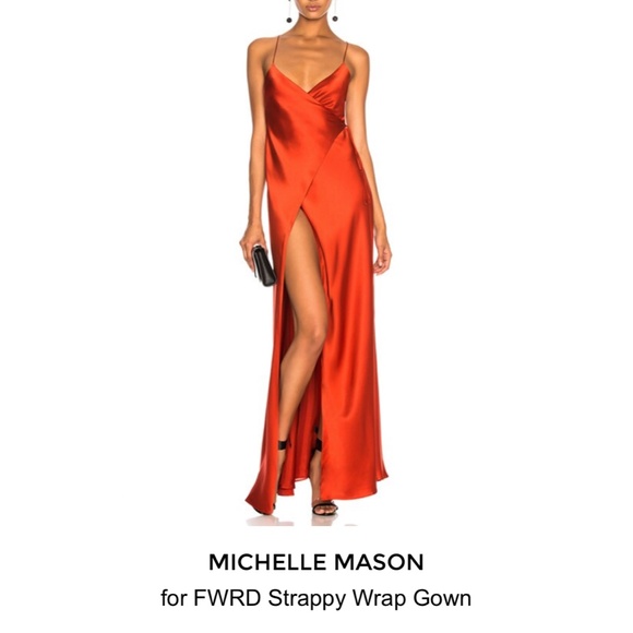 Michelle Mason Cross Strap Silk Wrap Gown (100% Silk) - Picture 4 of 6